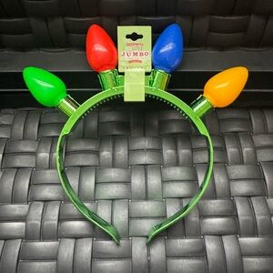 Be Jolly - Flashing Christmas Light Bulb Jumbo Light Up Headband Funny Party NEW